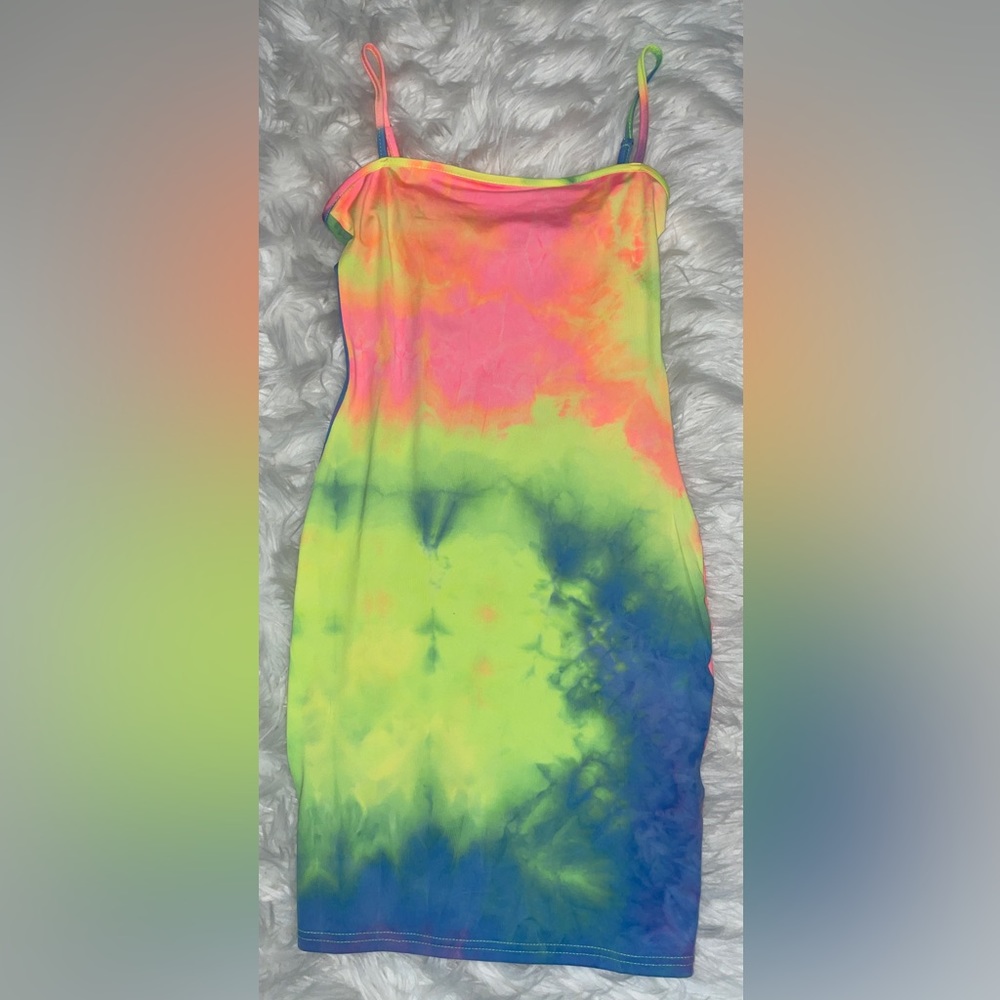 Rainbow Tie Dyed Bodycon Mini Dress MEDIUM